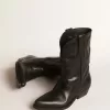 Cizme Wish Star joase din piele neagră cu stea neagră Cizme Wish Star joase din piele neagră cu stea neagră