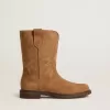 Cizme Wish Young din piele de căprioară camel cu broderie în formă de stea Cizme Wish Young din piele de căprioară camel cu broderie în formă de stea