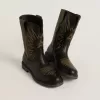 Cizme Wish Young din piele neagră cu broderie cu stele galbene Cizme Wish Young din piele neagră cu broderie cu stele galbene