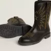 Cizme Wish Young din piele neagră cu broderie cu stele galbene Cizme Wish Young din piele neagră cu broderie cu stele galbene