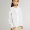 Cămașă albă din bumbac broderie anglaise pentru fete Cămașă albă din bumbac broderie anglaise pentru fete
