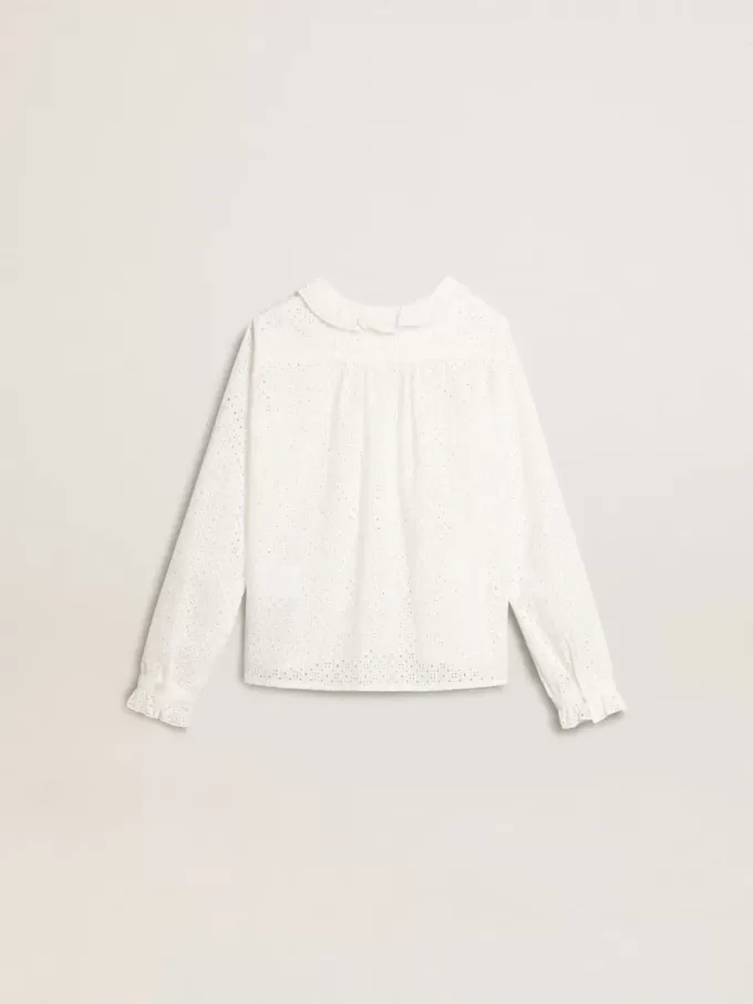Cămașă albă din bumbac broderie anglaise pentru fete Cămașă albă din bumbac broderie anglaise pentru fete