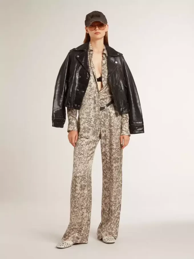 Cămașă de pijama din amestec de mătase pentru femei, cu imprimeu floral Cămașă de pijama din amestec de mătase pentru femei, cu imprimeu floral