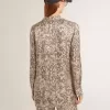 Cămașă de pijama din amestec de mătase pentru femei, cu imprimeu floral Cămașă de pijama din amestec de mătase pentru femei, cu imprimeu floral
