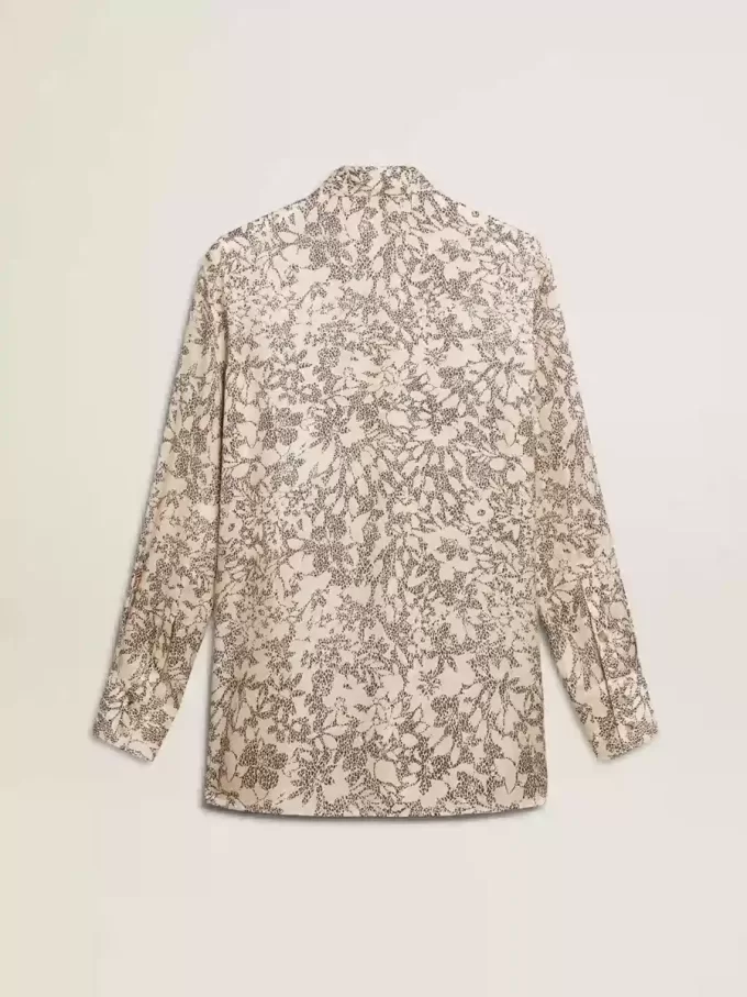 Cămașă de pijama din amestec de mătase pentru femei, cu imprimeu floral Cămașă de pijama din amestec de mătase pentru femei, cu imprimeu floral
