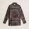 Cămașă de pijama în culoarea gri antracit cu imprimeu paisley Cămașă de pijama în culoarea gri antracit cu imprimeu paisley