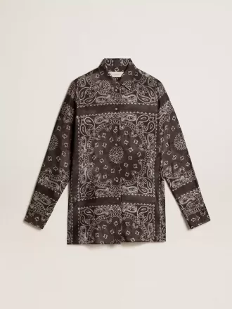 Cămașă de pijama în culoarea gri antracit cu imprimeu paisley