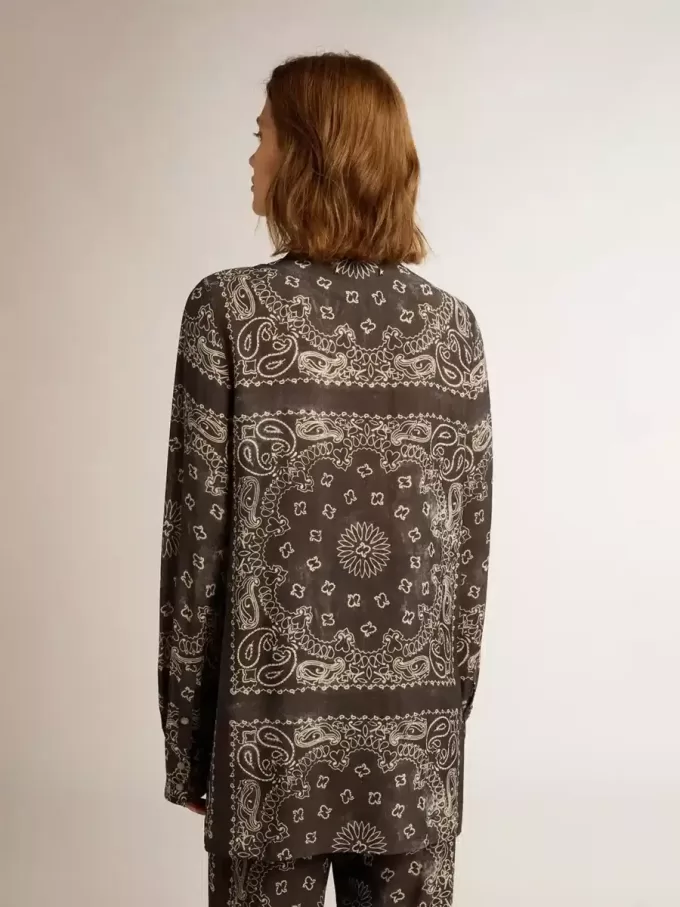 Cămașă de pijama în culoarea gri antracit cu imprimeu paisley Cămașă de pijama în culoarea gri antracit cu imprimeu paisley