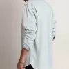 Cămașă din denim albă pentru bărbați, cu ținte ciocănite Cămașă din denim albă pentru bărbați, cu ținte ciocănite