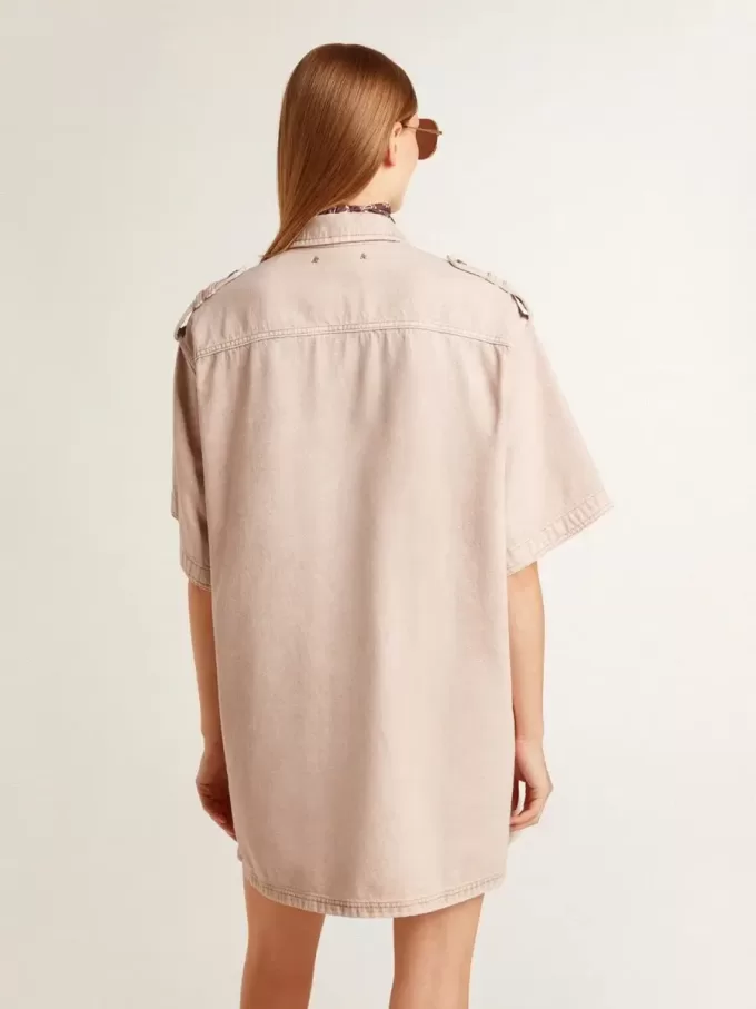 Cămașă din denim roz oversized pentru femei Cămașă din denim roz oversized pentru femei