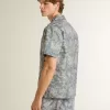 Cămașă din poplin pentru bărbați, cu mâneci scurte, în stil pijama, cu imprimeu marin albastru și alb Cămașă din poplin pentru bărbați, cu mâneci scurte, în stil pijama, cu imprimeu marin albastru și alb