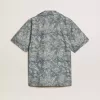Cămașă din poplin pentru bărbați, cu mâneci scurte, în stil pijama, cu imprimeu marin albastru și alb Cămașă din poplin pentru bărbați, cu mâneci scurte, în stil pijama, cu imprimeu marin albastru și alb