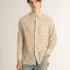 Cămașă oversized din dantelă transparentă de culoare crem Cămașă oversized din dantelă transparentă de culoare crem