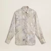 Cămașă pentru femei cu imprimeu floral multicolor cu paiete Cămașă pentru femei cu imprimeu floral multicolor cu paiete