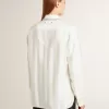 Cămașă pentru femei cu model cu dungi verticale și broderie cu cristale Cămașă pentru femei cu model cu dungi verticale și broderie cu cristale
