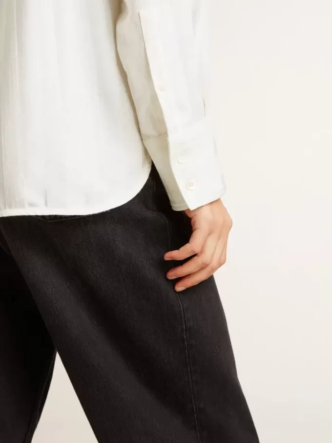 Cămașă pentru femei cu model cu dungi verticale și broderie cu cristale Cămașă pentru femei cu model cu dungi verticale și broderie cu cristale
