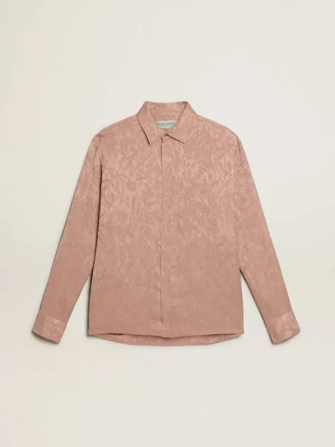 Cămașă roz din viscoză pentru femei, cu model floral Cămașă roz din viscoză pentru femei, cu model floral