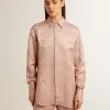Cămașă roz din viscoză pentru femei, cu model floral Cămașă roz din viscoză pentru femei, cu model floral