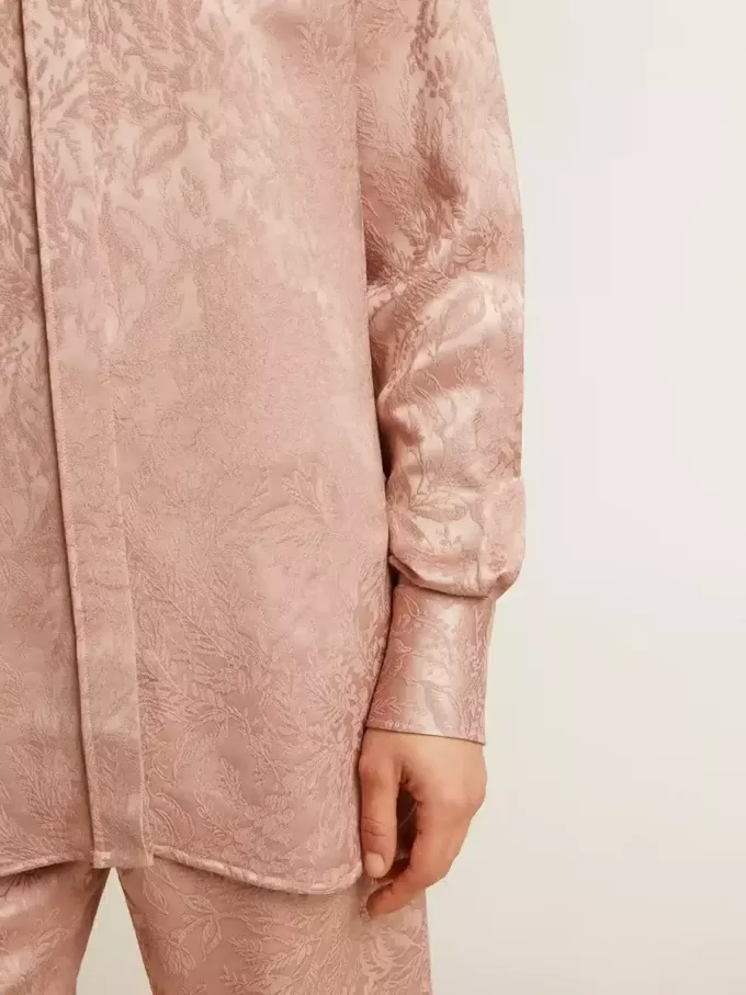 Cămașă roz din viscoză pentru femei, cu model floral Cămașă roz din viscoză pentru femei, cu model floral