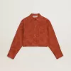 Cămașă scurtă pentru femei din jacquard roșu cărămiziu cu mâneci largi Cămașă scurtă pentru femei din jacquard roșu cărămiziu cu mâneci largi