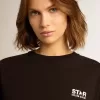 Colecția Black Star Tricou cu logo alb contrastant și stea Colecția Black Star Tricou cu logo alb contrastant și stea