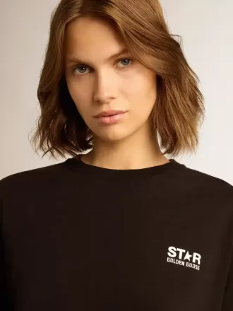 Colecția Black Star Tricou cu logo alb contrastant și stea