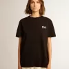 Colecția Black Star Tricou cu logo alb contrastant și stea Colecția Black Star Tricou cu logo alb contrastant și stea