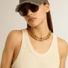 Colier cu lanț împletit, de culoare auriu antic, cu închizătoare în formă de stea Colier cu lanț împletit, de culoare auriu antic, cu închizătoare în formă de stea