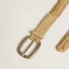 Curea din piele țesută, culoare nisip Curea din piele țesută, culoare nisip