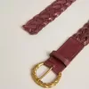 Curea din piele țesută, de culoare burgund, pentru femei Curea din piele țesută, de culoare burgund, pentru femei