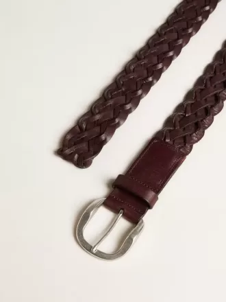 Curea din piele țesută maro închis pentru bărbați