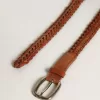 Curea Houston din piele împletită maro Curea Houston din piele împletită maro