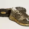 Dad-Star pentru bărbați din piele de căprioară și nailon, cu stea din piele kaki și bandă pe călcâi Dad-Star pentru bărbați din piele de căprioară și nailon, cu stea din piele kaki și bandă pe călcâi