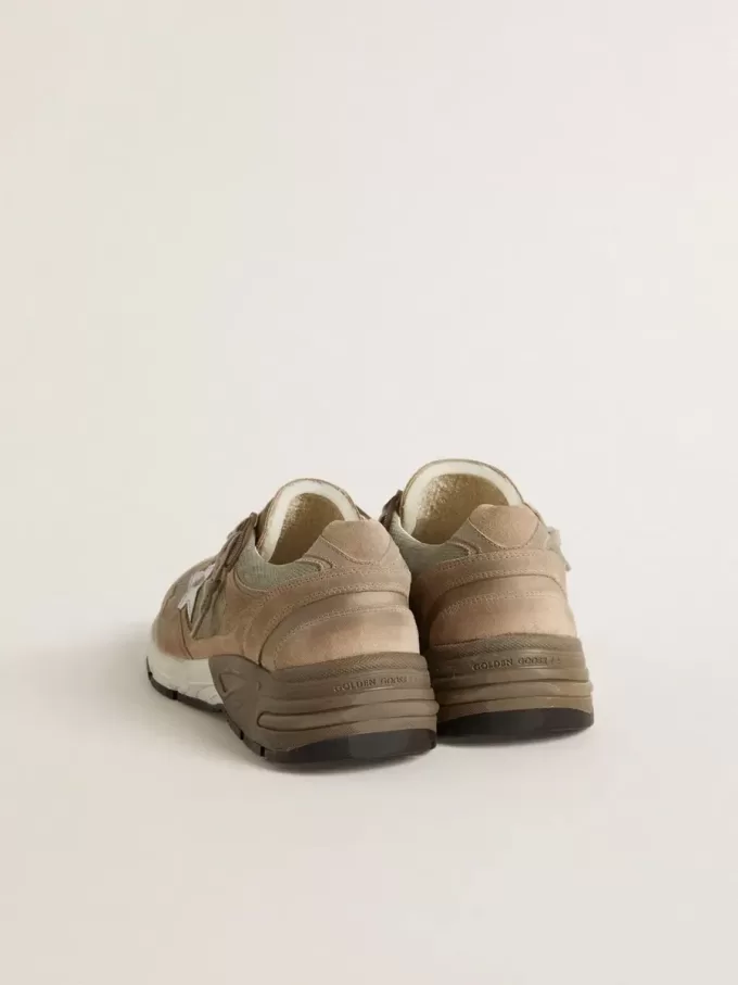 Dad-Star pentru bărbați, din plasă bej și piele întoarsă, cu stea din piele argintie Dad-Star pentru bărbați, din plasă bej și piele întoarsă, cu stea din piele argintie