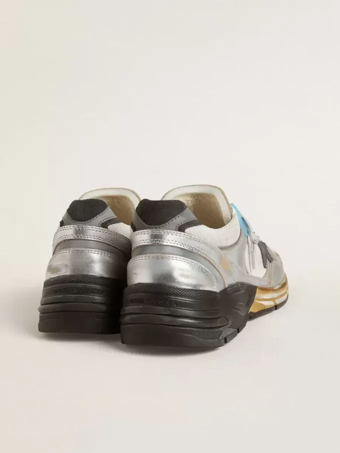 Dad-Star pentru bărbați, din plasă și piele argintie cu steluță din piele neagră Dad-Star pentru bărbați, din plasă și piele argintie cu steluță din piele neagră
