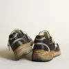 Dad-Star pentru bărbați, din plasă neagră și piele nappa, cu stea de culoarea gheții Dad-Star pentru bărbați, din plasă neagră și piele nappa, cu stea de culoarea gheții