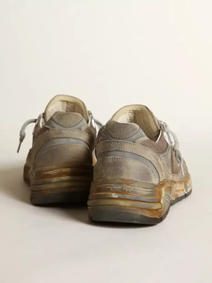 Dad-Star pentru bărbați, din plasă și piele întoarsă, de culoare gri porumbel Dad-Star pentru bărbați, din plasă și piele întoarsă, de culoare gri porumbel