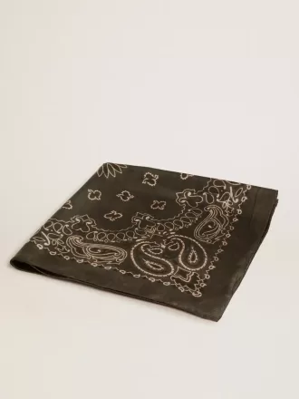 Eșarfă verde mușchi cu model paisley