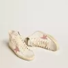 Francy din piele nappa crem cu stea din piele roz cu imprimeu crocodil Francy din piele nappa crem cu stea din piele roz cu imprimeu crocodil