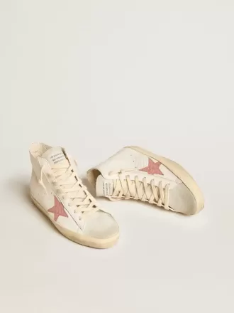 Francy din piele nappa crem cu stea din piele roz cu imprimeu crocodil Francy din piele nappa crem cu stea din piele roz cu imprimeu crocodil