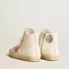 Francy din piele nappa crem cu stea din piele roz cu imprimeu crocodil Francy din piele nappa crem cu stea din piele roz cu imprimeu crocodil