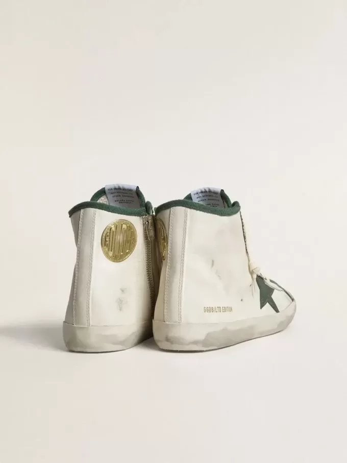 Francy LTD pentru bărbați, din piele nappa albă, cu stea verde din cauciuc Francy LTD pentru bărbați, din piele nappa albă, cu stea verde din cauciuc