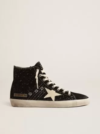 Francy Penstar LTD cu sclipici, stea de culoare ivoriu și talpă neagră Francy Penstar LTD cu sclipici, stea de culoare ivoriu și talpă neagră