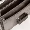 Geantă mică Venezia din piele metalică antracit-gri cu detalii negre Geantă mică Venezia din piele metalică antracit-gri cu detalii negre