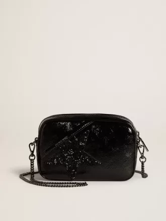 Geantă Mini Star din piele neagră cu stea din cristal Swarovski