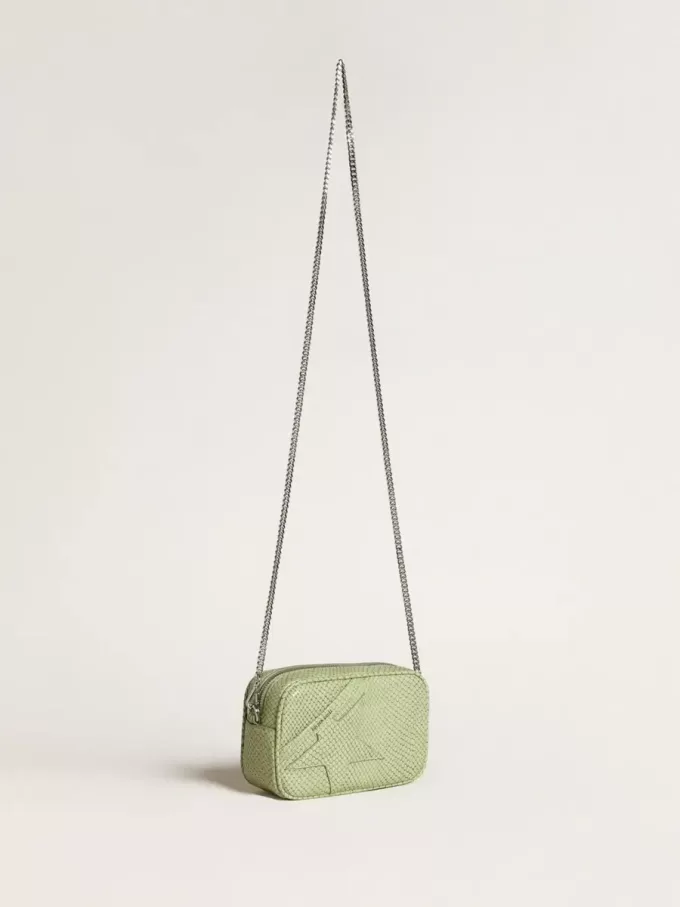Geantă Mini Star din piele verde deschis cu imprimeu de șarpe Geantă Mini Star din piele verde deschis cu imprimeu de șarpe
