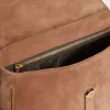 Geantă Sally medie din piele de căprioară de culoare cenușie, cu cataramă și curea de umăr contrastante Geantă Sally medie din piele de căprioară de culoare cenușie, cu cataramă și curea de umăr contrastante
