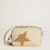 Geantă Star din piele ciocănită de culoare unt, cu stea din cristal Swarovski Geantă Star din piele ciocănită de culoare unt, cu stea din cristal Swarovski