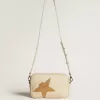 Geantă Star din piele ciocănită de culoare unt, cu stea din cristal Swarovski Geantă Star din piele ciocănită de culoare unt, cu stea din cristal Swarovski