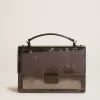 Geantă Venezia din piele metalizată antracit-gri cu detalii negre Geantă Venezia din piele metalizată antracit-gri cu detalii negre